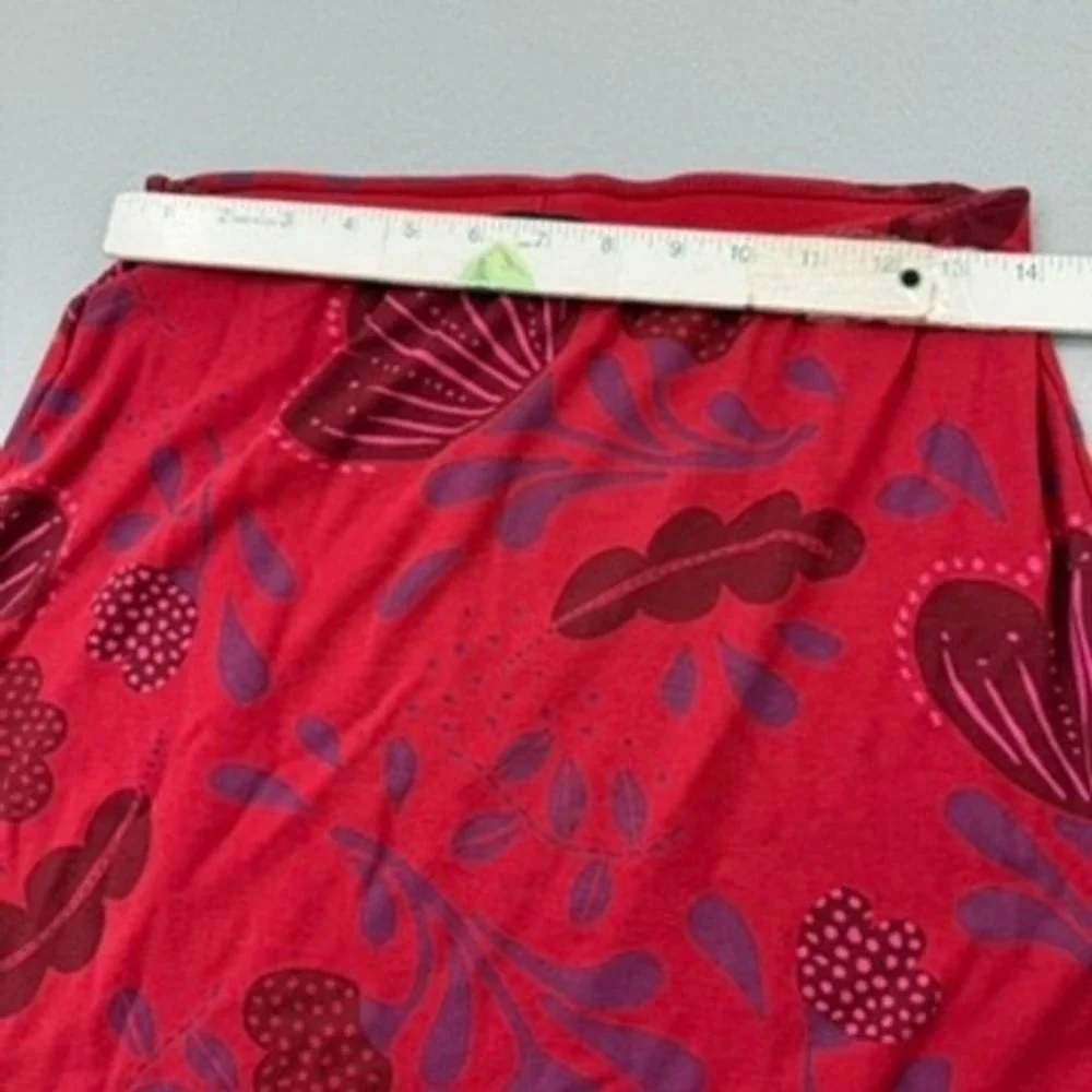 Gudrun Sjoden Skirt Women M Red Floral Organic Cotton Boho Artsy Lagenlook Fairy
